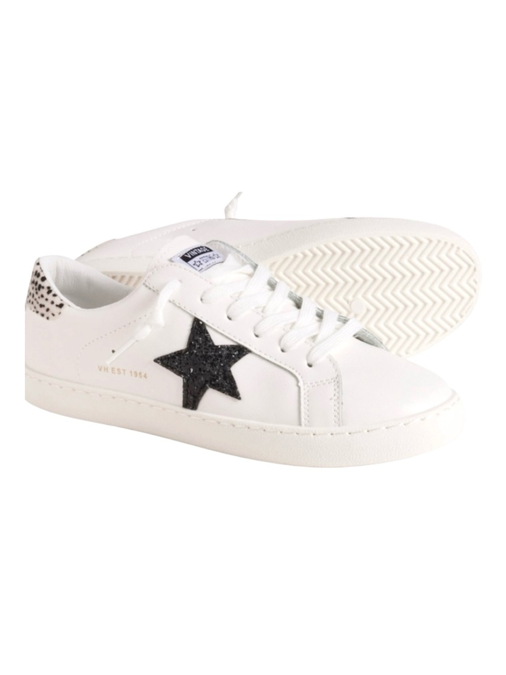 VINTAGE HAVANA Sneakers Cheetah Carla Glitter Star White Black NEW NWT Sz 9